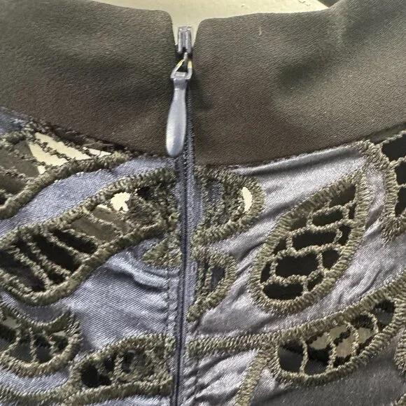 Antonio Melani Liva Black & Blue Lace Embroidered Fit & Flare Dress - Size 12 - Picture 7 of 16